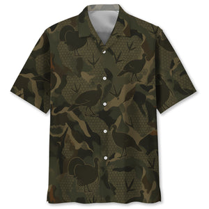 Wild Turkey Camouflage Hunting Hawaiian Shirt