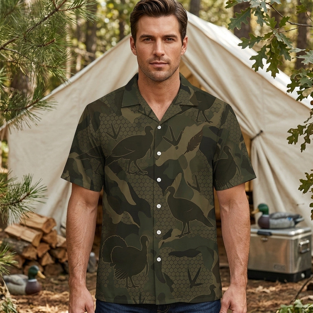 Wild Turkey Camouflage Hunting Hawaiian Shirt