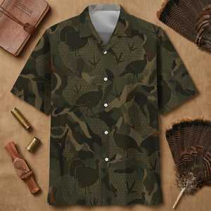 Wild Turkey Camouflage Hunting Hawaiian Shirt