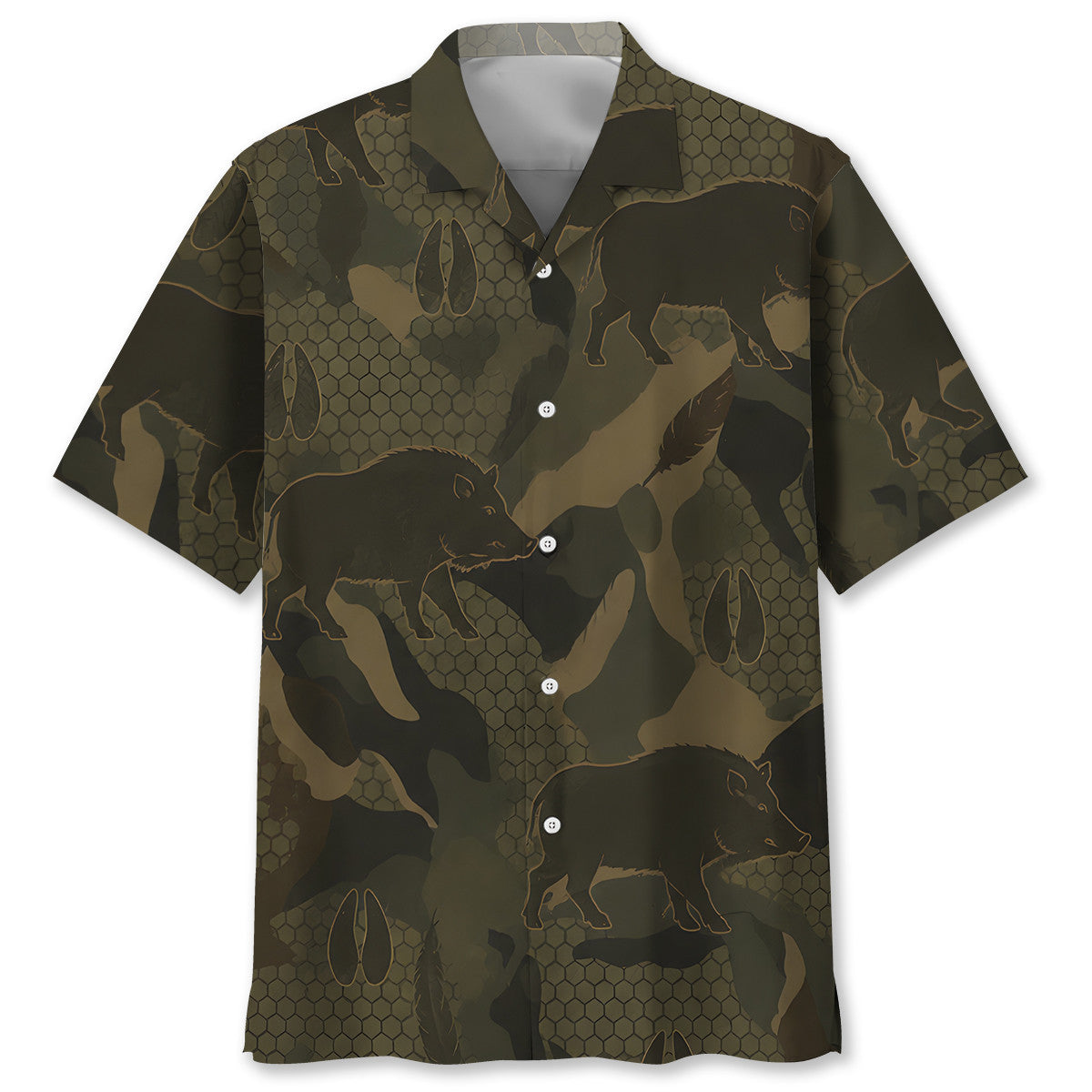 Wild Boar Camouflage Hunting Hawaiian Shirt