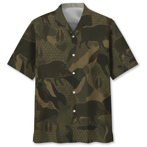 Wild Boar Camouflage Hunting Hawaiian Shirt