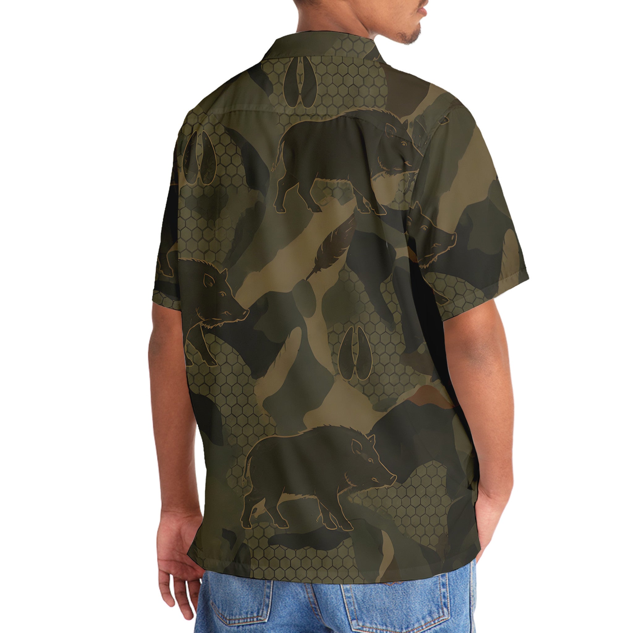 Wild Boar Camouflage Hunting Hawaiian Shirt