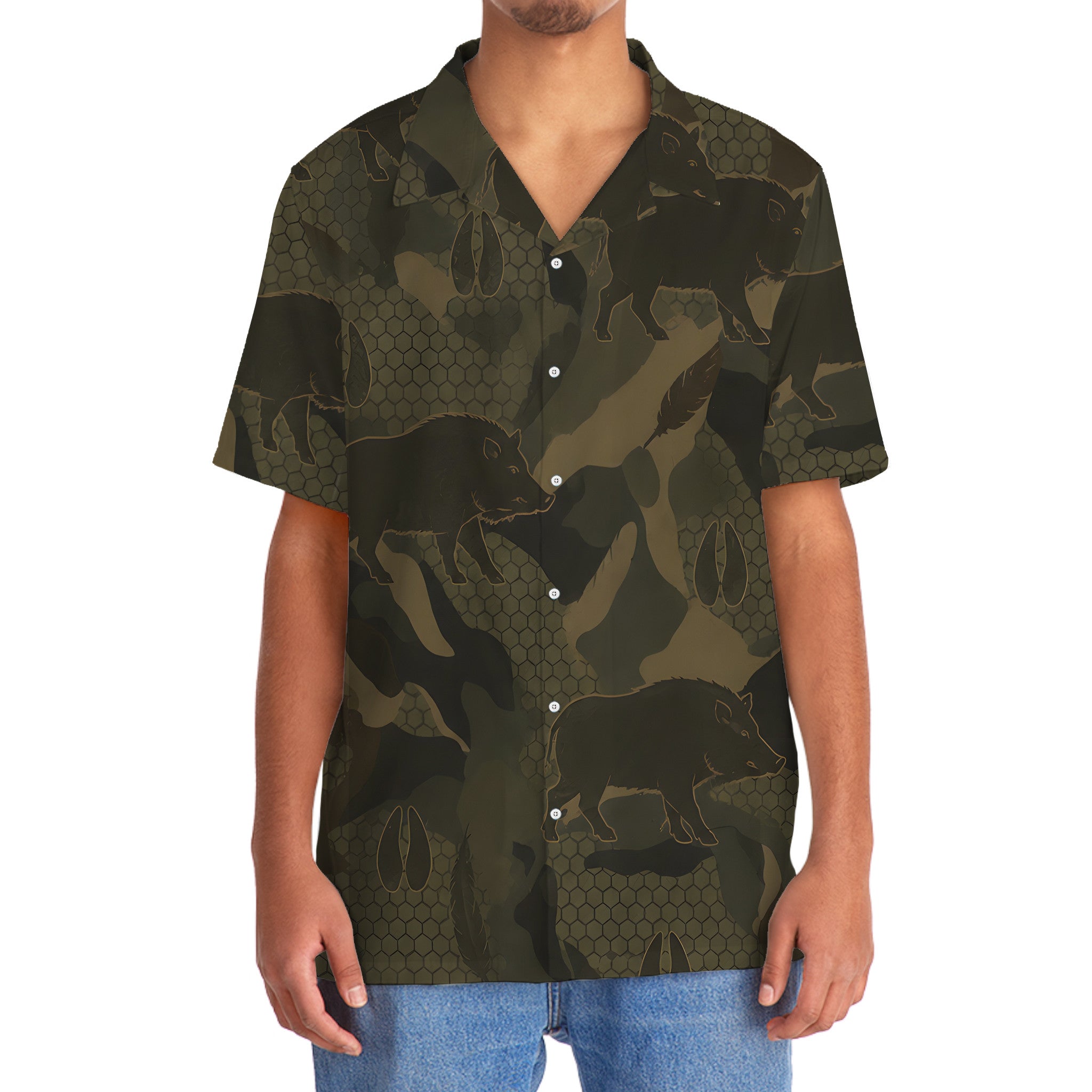 Wild Boar Camouflage Hunting Hawaiian Shirt