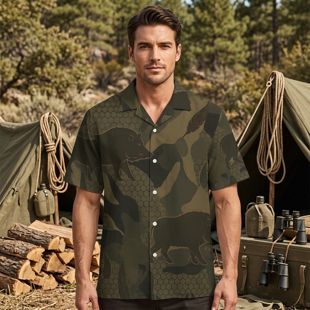 Wild Boar Camouflage Hunting Hawaiian Shirt