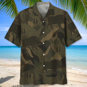 Wild Boar Camouflage Hunting Hawaiian Shirt