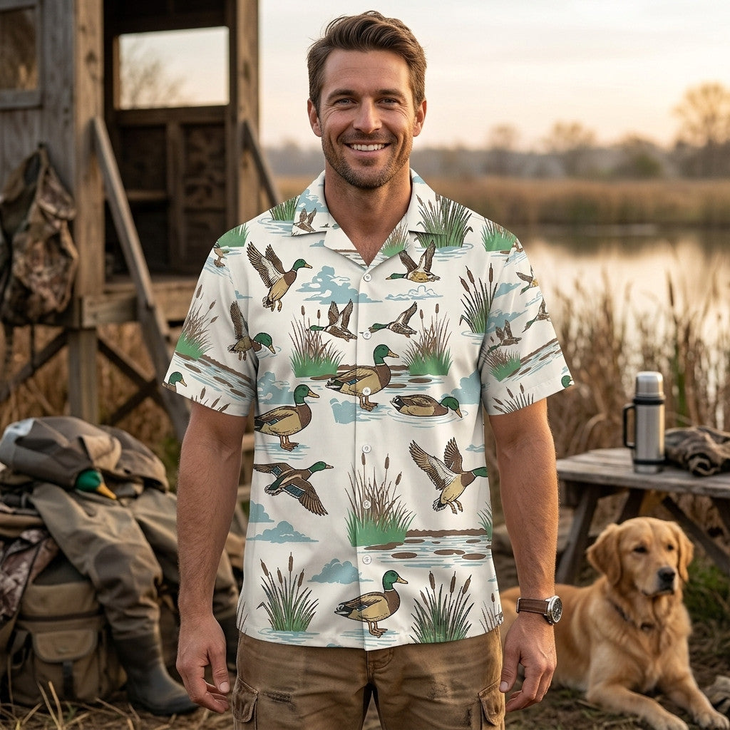 Mallard Duck Hunting Vintage Hawaiian Shirt