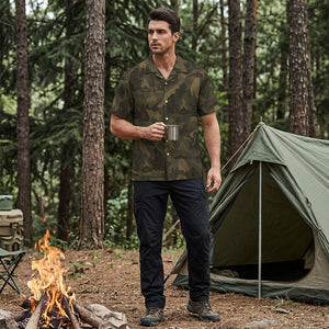 Bigfoot and Alien Camping Camouflage Hawaiian Shirt
