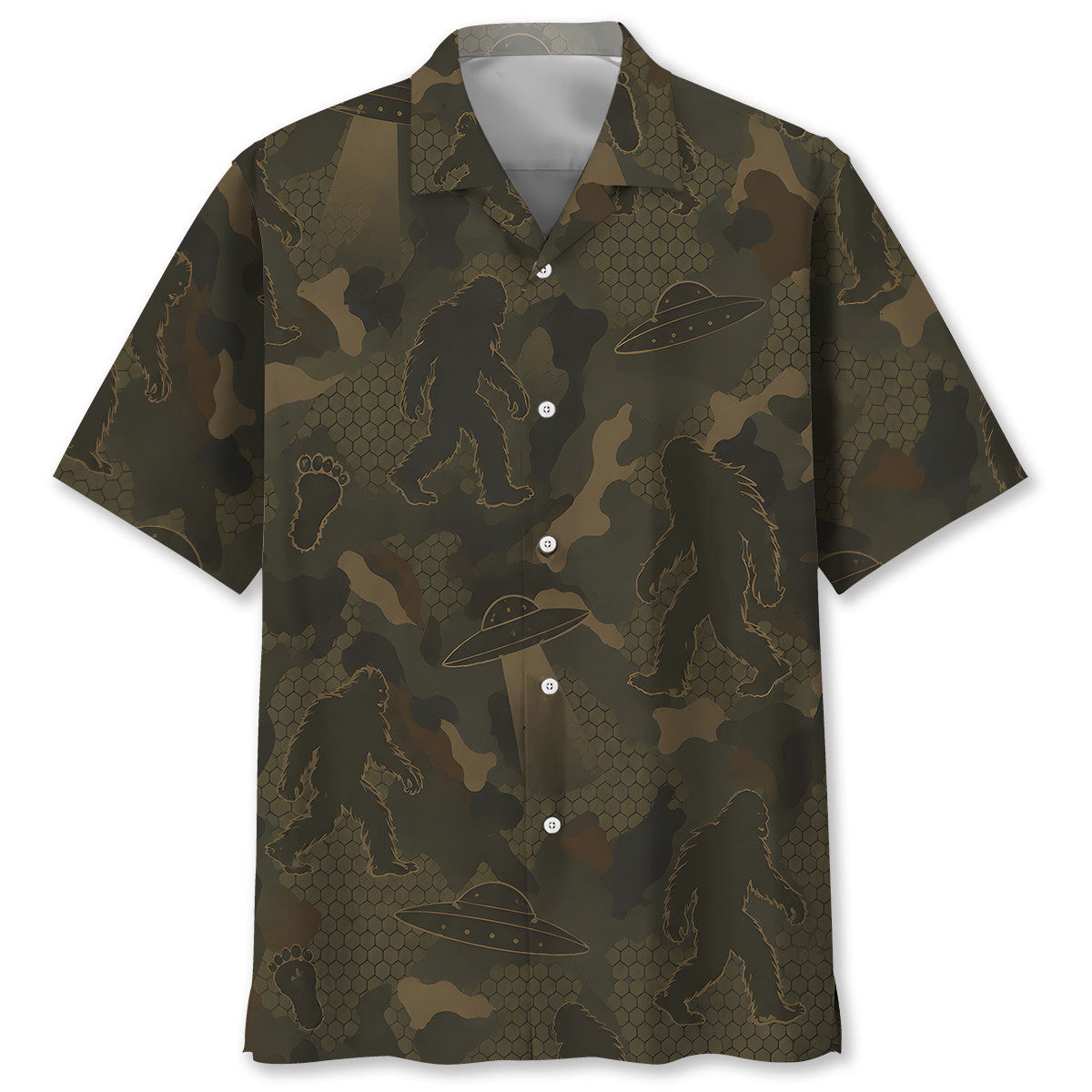 Bigfoot Forest Camouflage Hawaiian Shirt