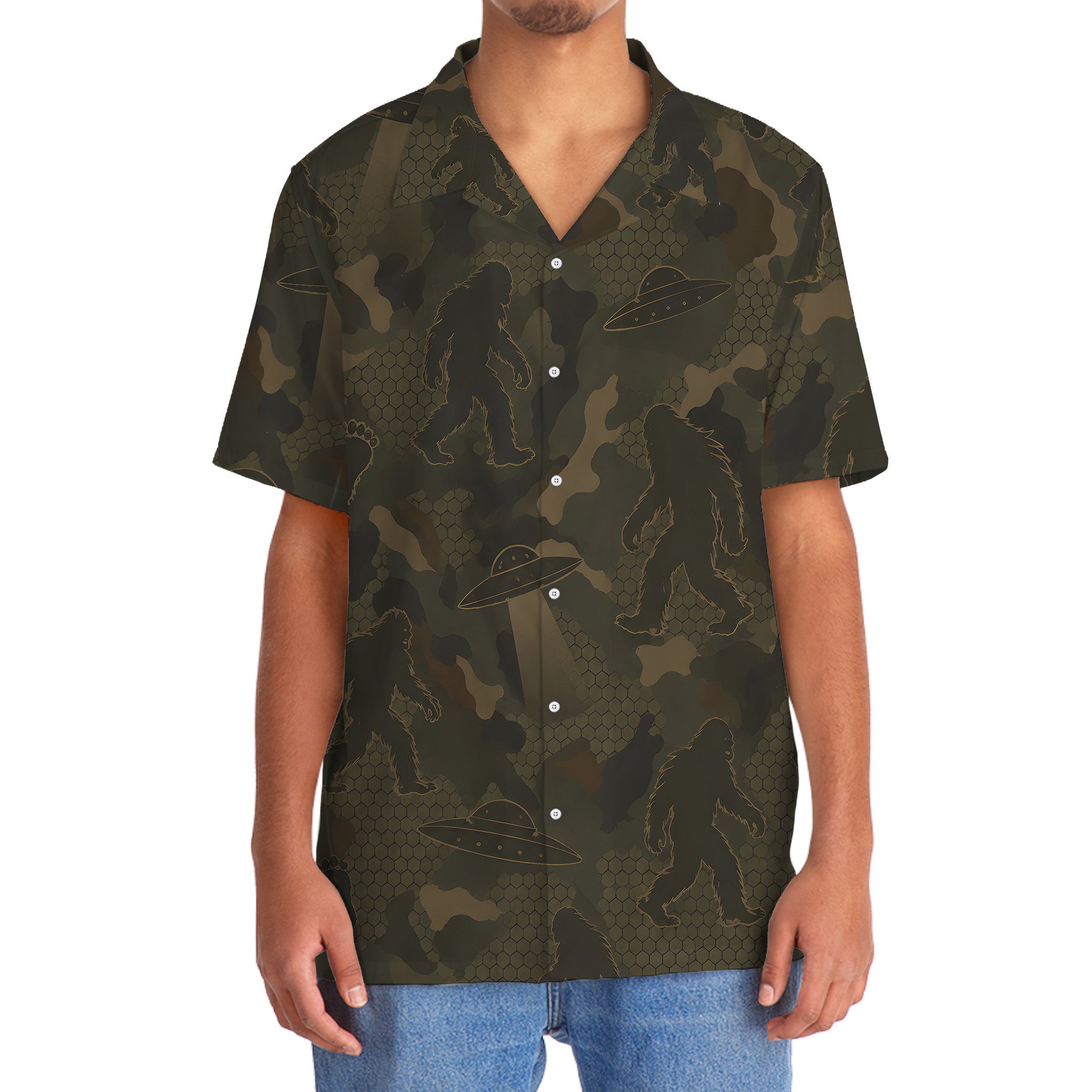Bigfoot Forest Camouflage Hawaiian Shirt
