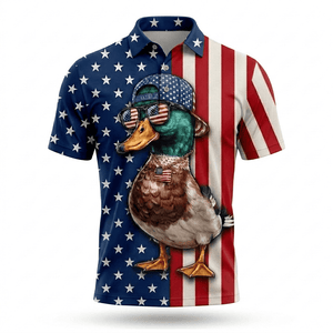 Funny Mallard Duck Patriot Men Polo Shirt