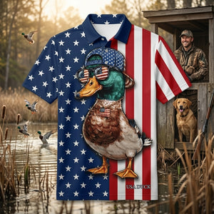Funny Mallard Duck Patriot Men Polo Shirt