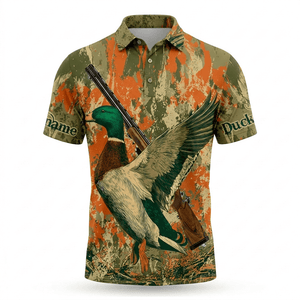 Custom Name Vintage Duck Hunting Men Polo Shirt