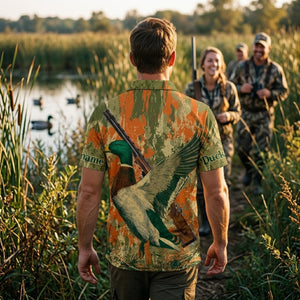 Custom Name Vintage Duck Hunting Men Polo Shirt