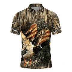 Custom Name America Duck Hunting Men Polo Shirt