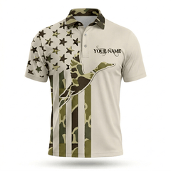 Custom Name Duck Hunting Camo Men Polo Shirt