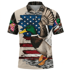 Vintage Mallard Duck Hunting Camo Men Polo Shirt