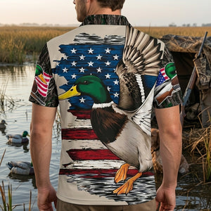 Vintage Mallard Duck Hunting Camo Men Polo Shirt