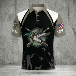 Custom Name United States Duck Hunting Men Polo Shirt