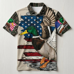 Vintage Mallard Duck Hunting Camo Men Polo Shirt