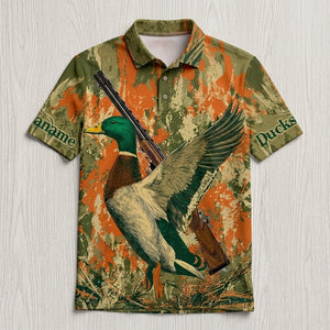Custom Name Vintage Duck Hunting Men Polo Shirt