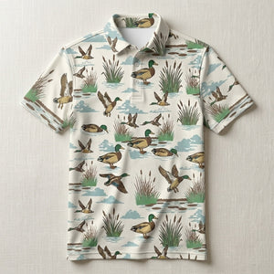 Mallard Duck Hunting Vintage Men Polo Shirt
