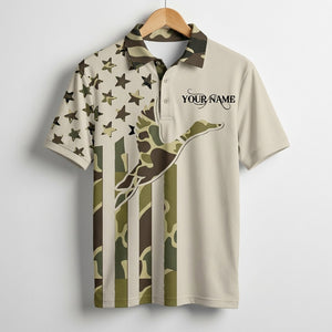 Custom Name Duck Hunting Camo Men Polo Shirt
