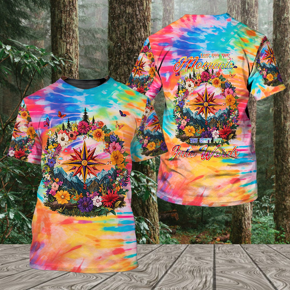 Live For The Moments Compass Flower All Over Print Shirt