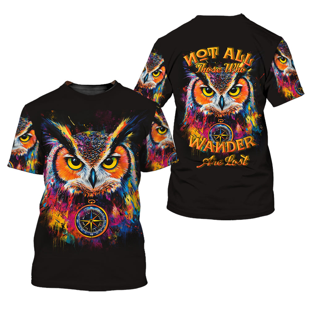 Not All Who Wander Are Lost Owl All Over Print Shirt