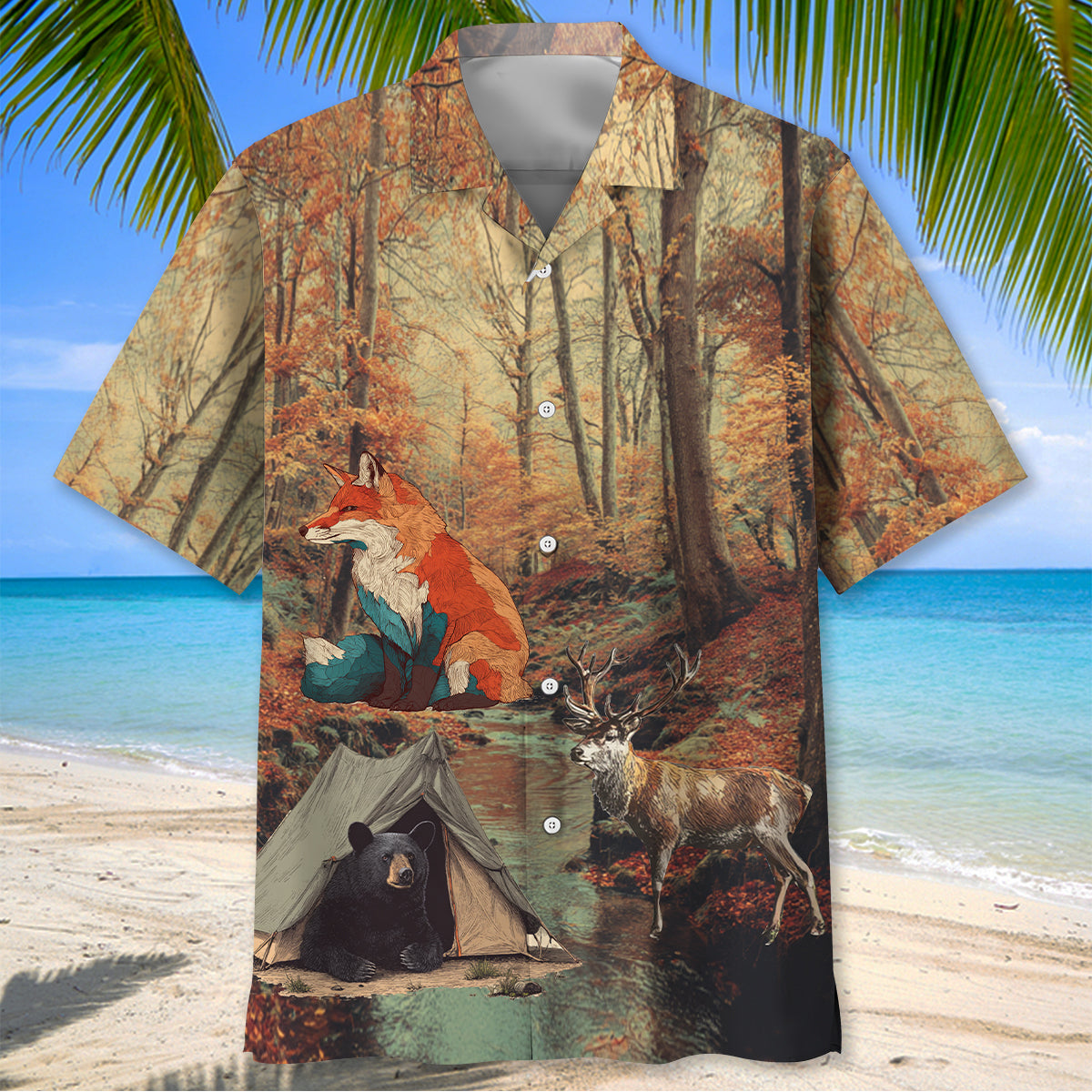 Vintage Camping Forest Autumn Hawaiian Shirt