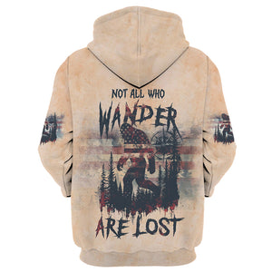 Vintage Bigfoot Not All Who Wander Are Lost Compass USA All Over Print Shirt