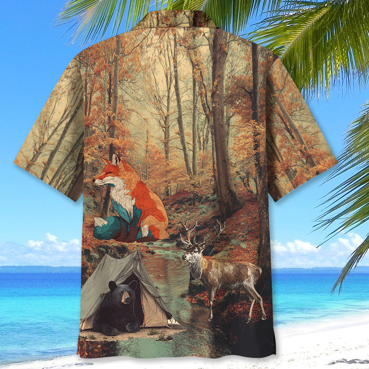 Vintage Camping Forest Autumn Hawaiian Shirt