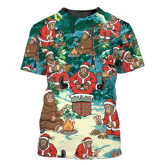 Bigfoot Camping Xmas All Over Print Shirt
