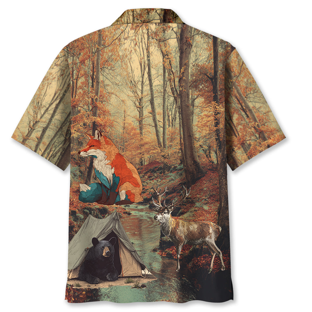 Vintage Camping Forest Autumn Hawaiian Shirt