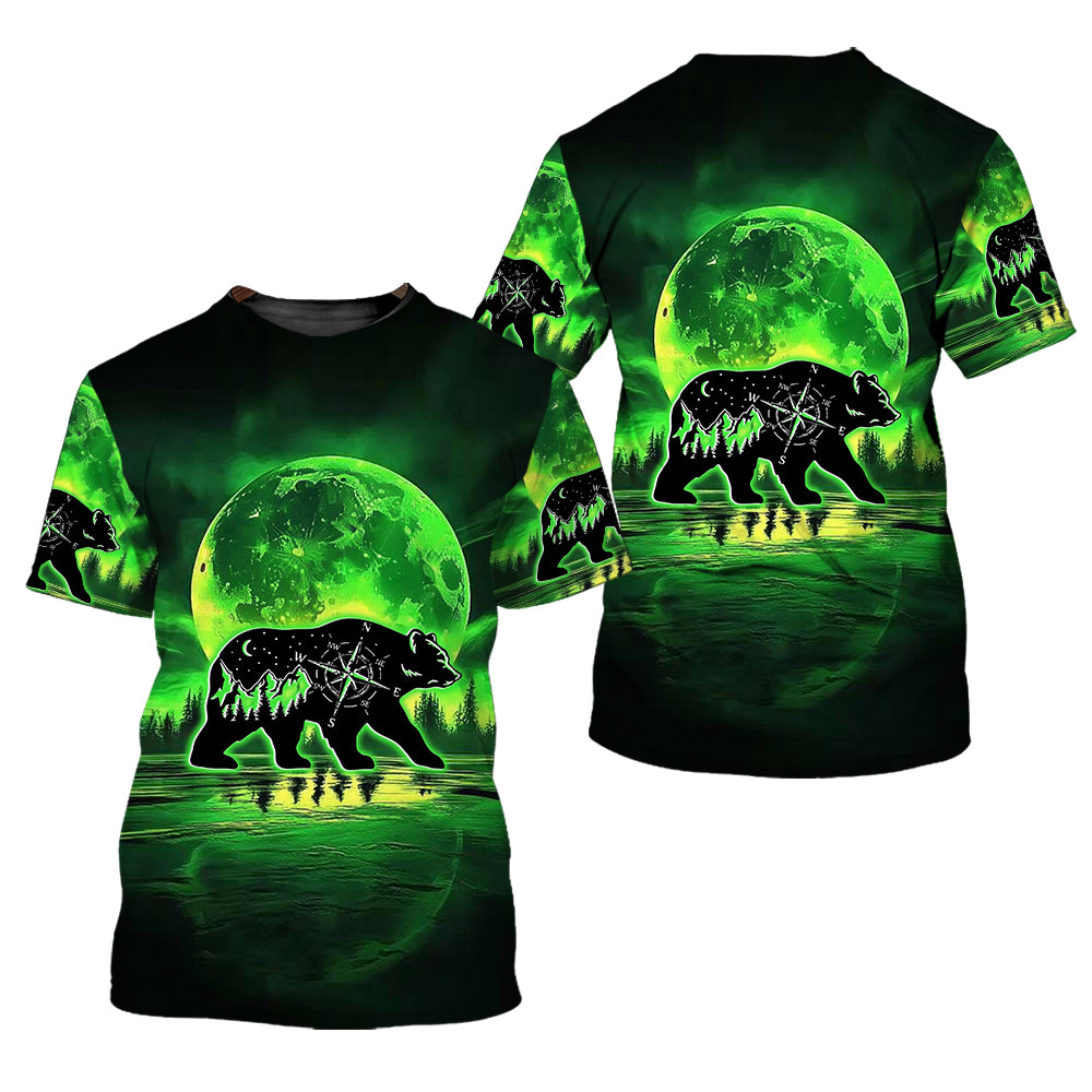 Bear Green Moonlit Art All Over Print Shirt