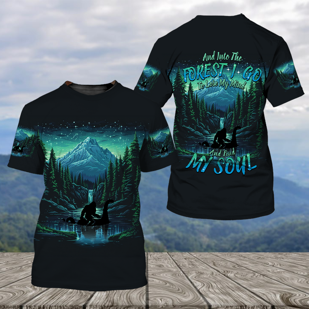 Bigfoot Riding Loch Ness Into The Forest I Go All Over Print Shirt