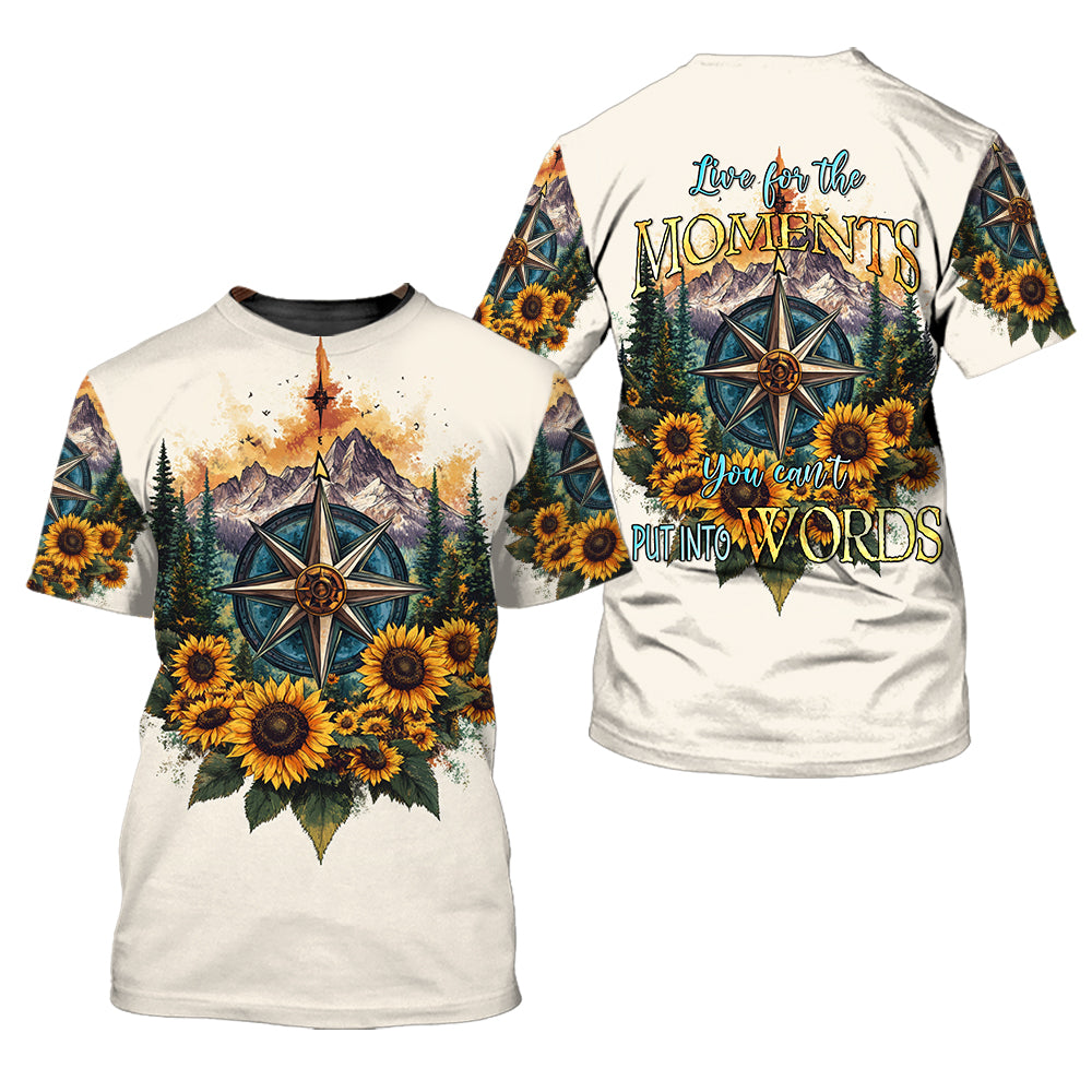 Live For The Moments Compass Sunflower All Over Print Shirt