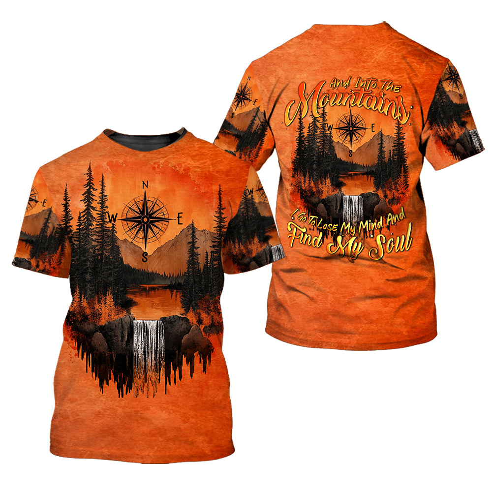 Into The Mountains I Go Orange All Over Print Shirt