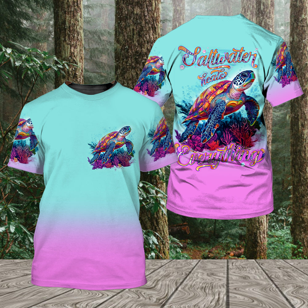 Saltwater Heals Everything Sea Turtle All Over Print Shirt