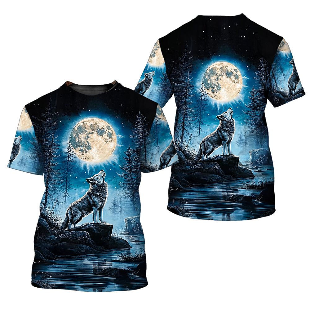 Wolf Moon Light Art All Over Print Shirt