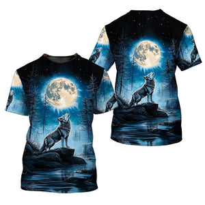 Wolf Moon Light Art All Over Print Shirt