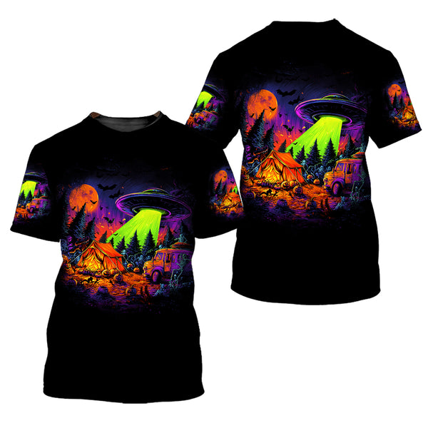 Alien Camp-O-Ween Invasion – UFO Halloween Camping All Over Print Shirt