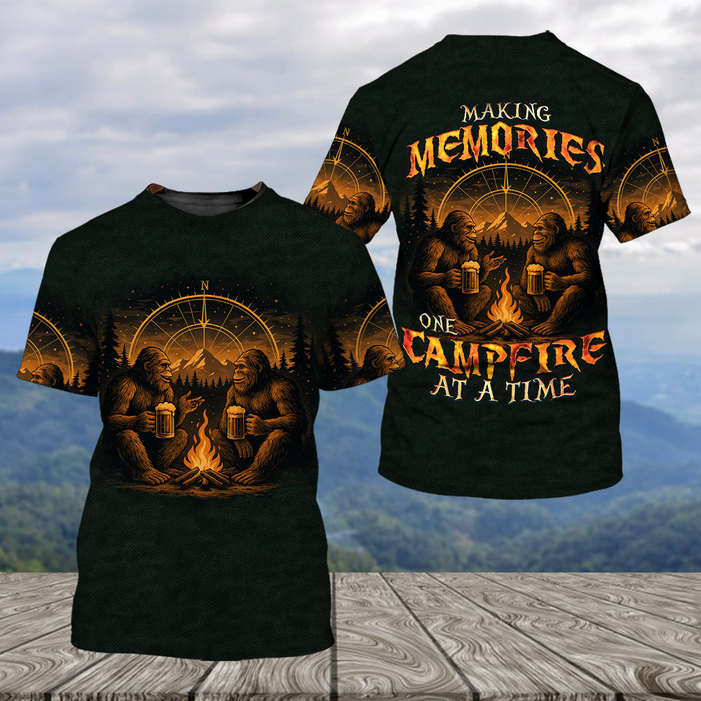 Bigfoot Making Memories One Campfire At A Time All Over Print Shirt