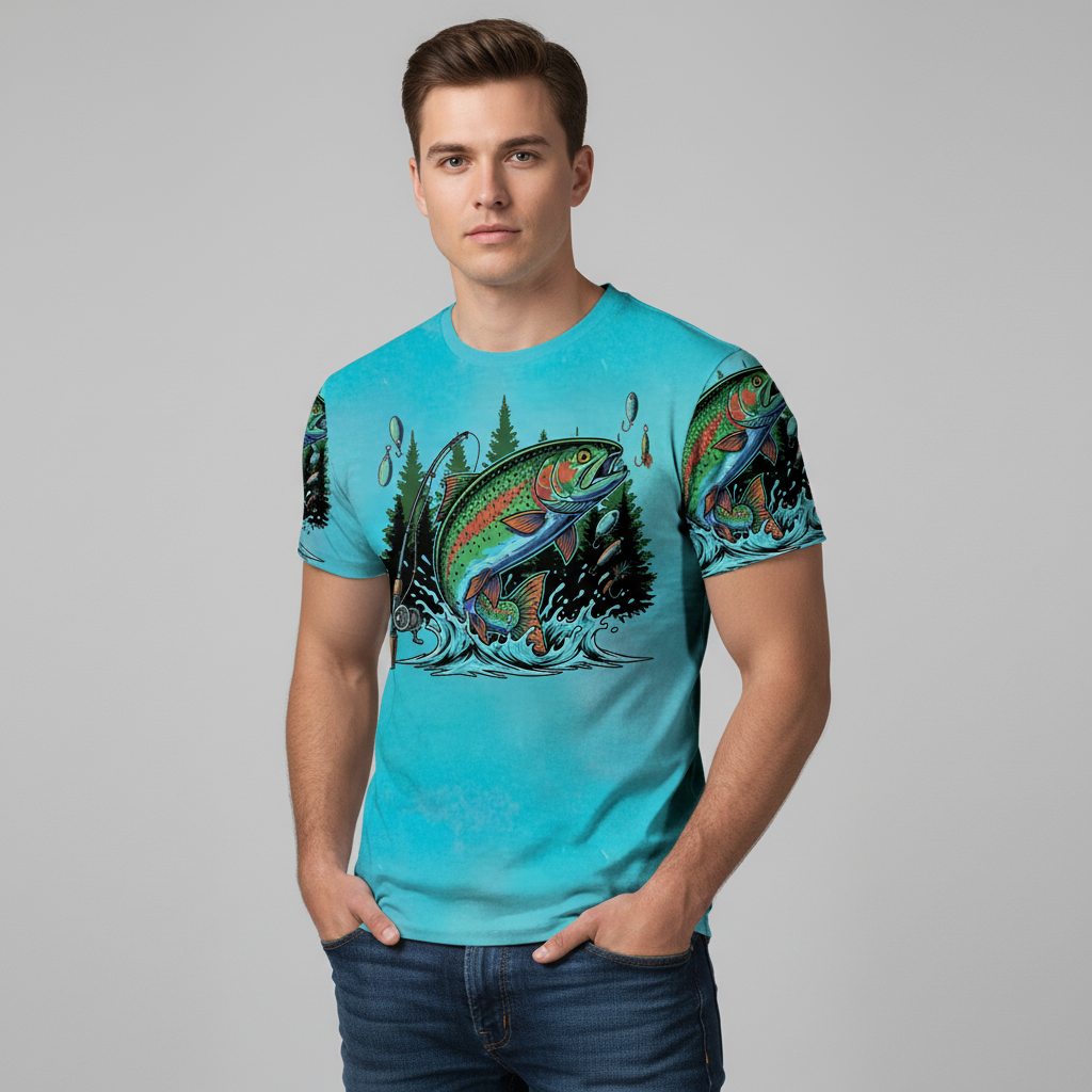 Fish Around And Find Trout Retro Graphic All Over Print Shirt