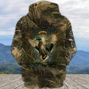 Mallard Duck Hunting Dark Camo All Over Print Shirt