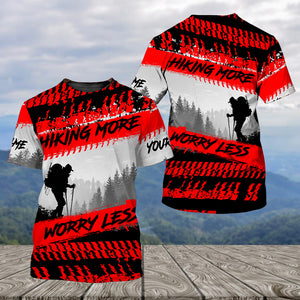 Custom Name Hiking More Worry Less Black Red All Over Print Shirt