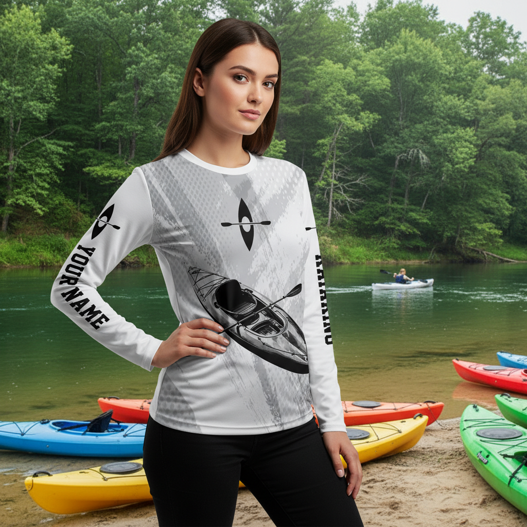 Custom Name Kayaking Black And White All Over Print Shirt
