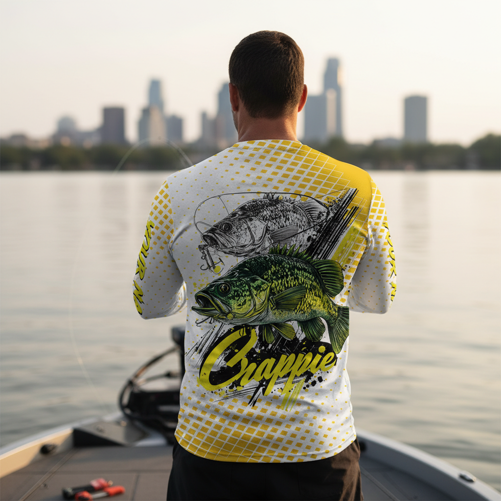 Custom Name Crappie Fish Yellow All Over Print Shirt