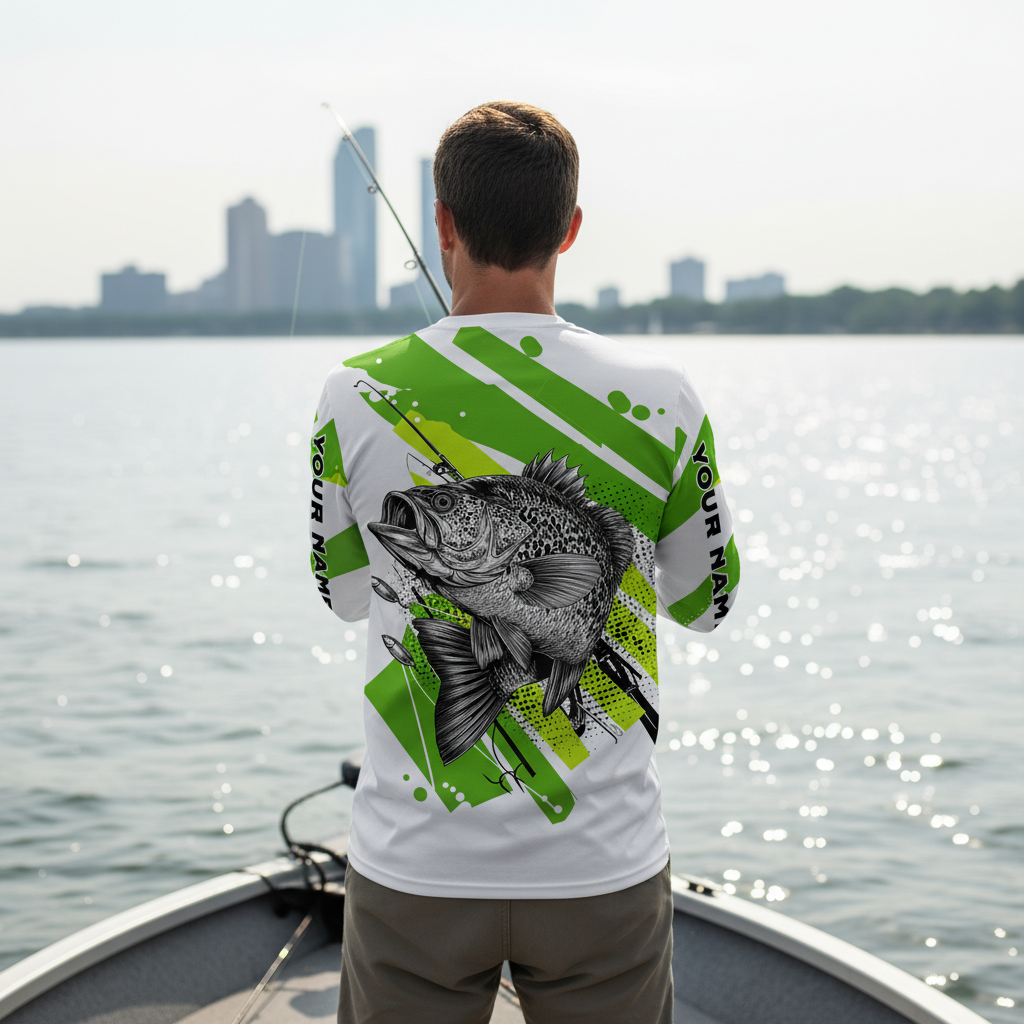 Custom Name Crappie Fish Green All Over Print Shirt