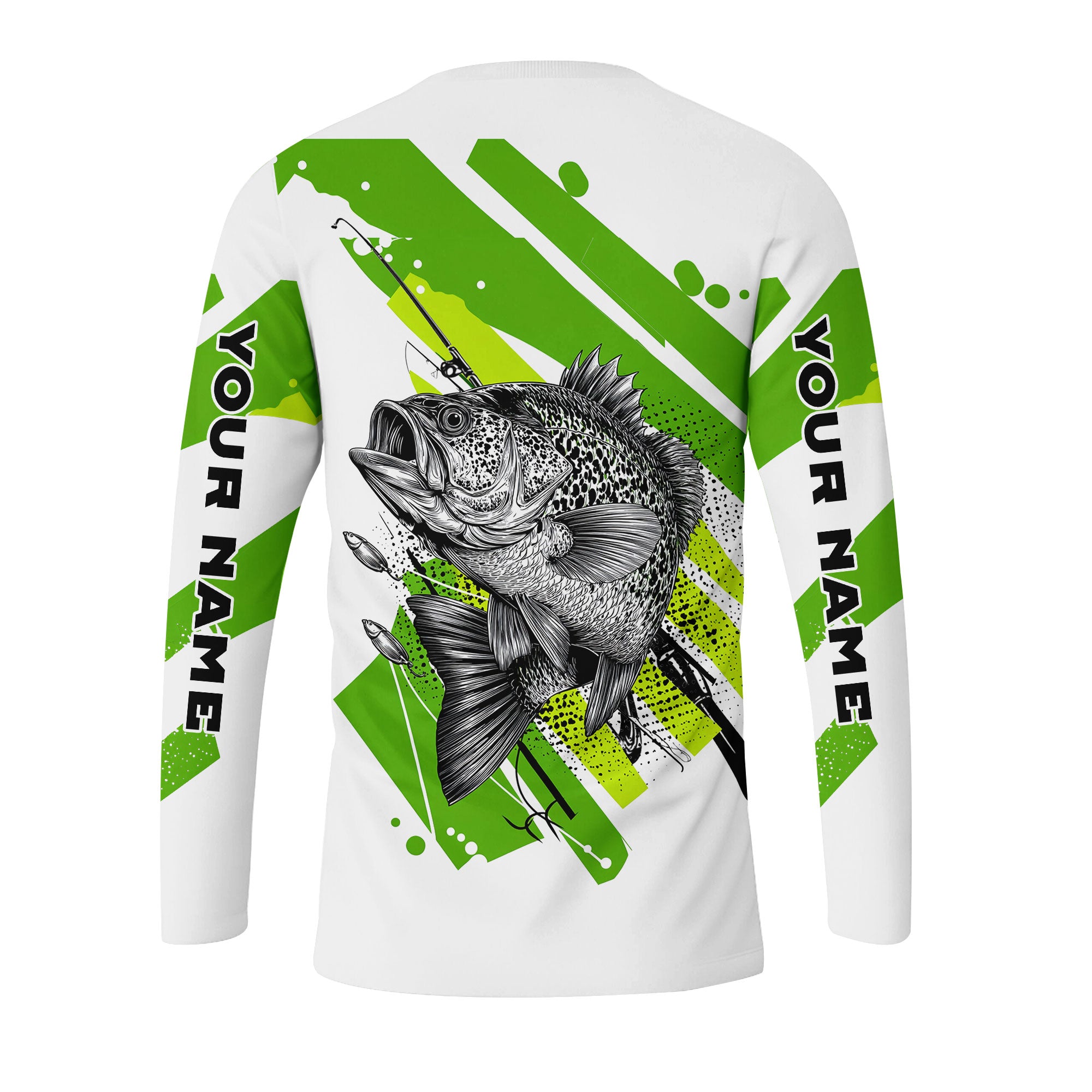 Custom Name Crappie Fish Green All Over Print Shirt