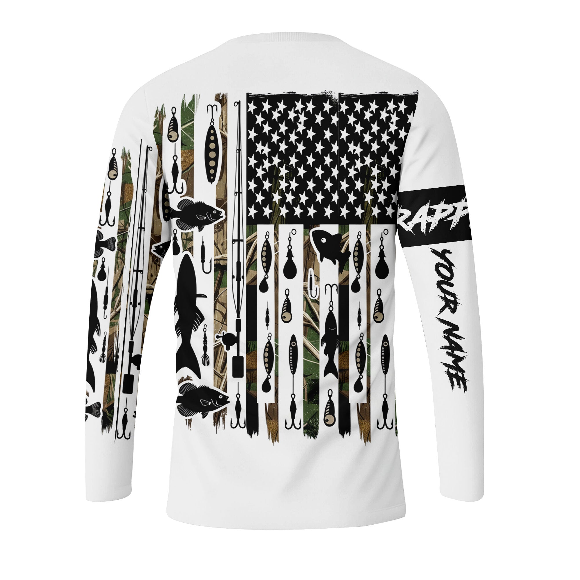 Custom Name Crappie Fish Black All Over Print Shirt